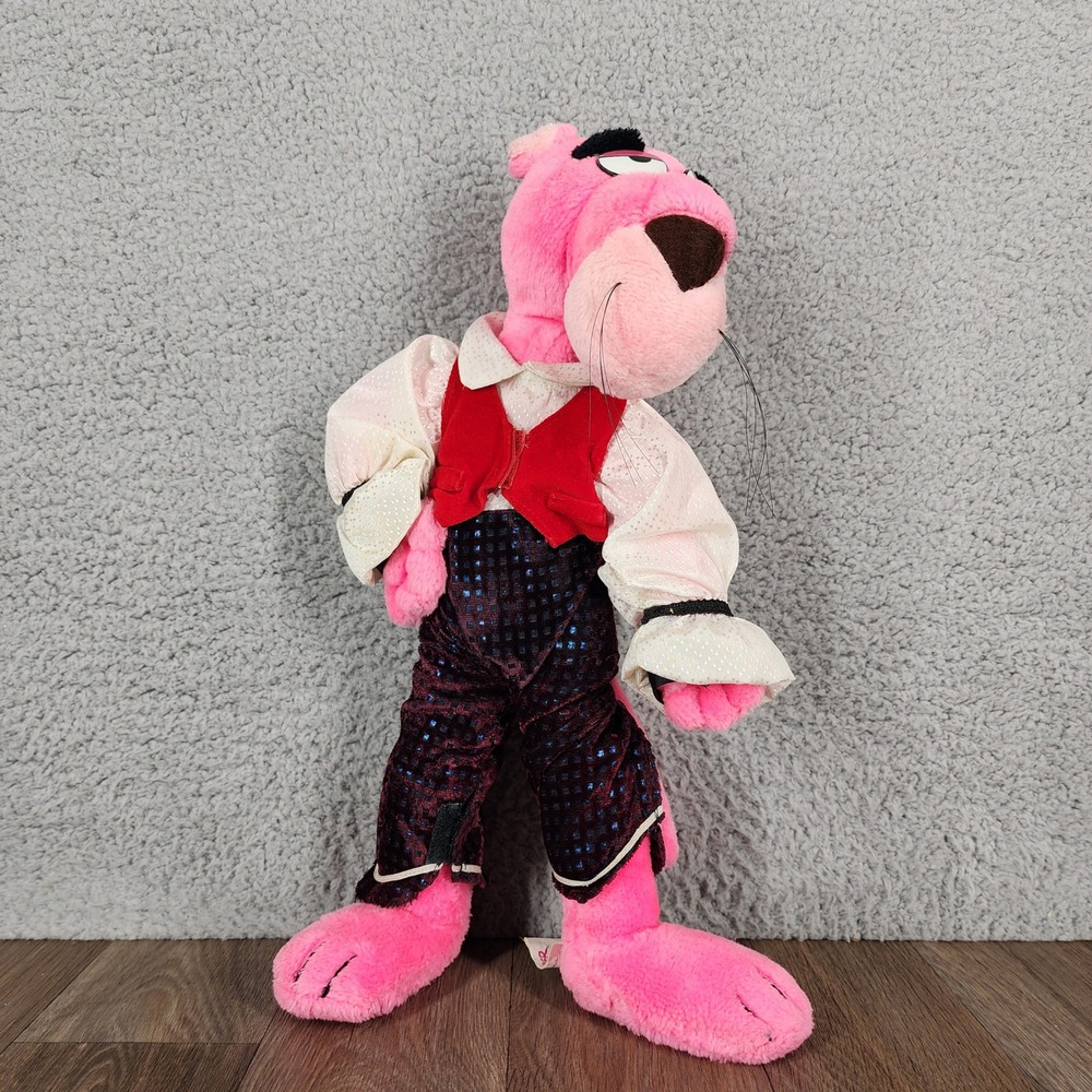Vintage 1980 Pink Panther‎ Plush Mighty Star 16" Dressed Outfit Made In Korea